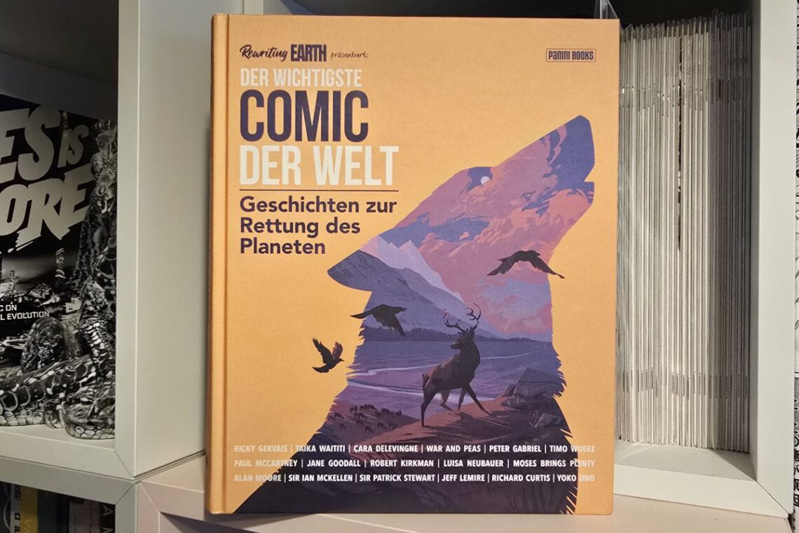 Comic steht in einem weißen Bücherregal